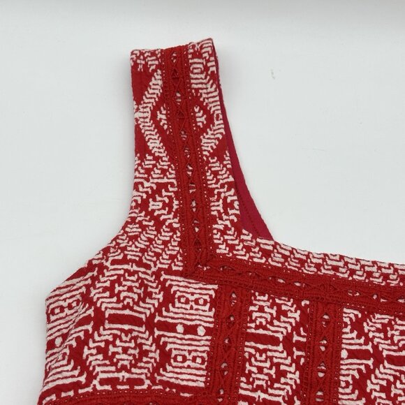 Anthropologie Maeve Emma Women's Size 6 Red Crochet Bandana Swing Mini Dress - Picture 4 of 9
